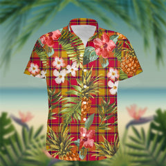 Scrymgeour Tartan Hawaiian Shirt Hibiscus, Coconut, Parrot, Pineapple - Tropical Garden Shirt