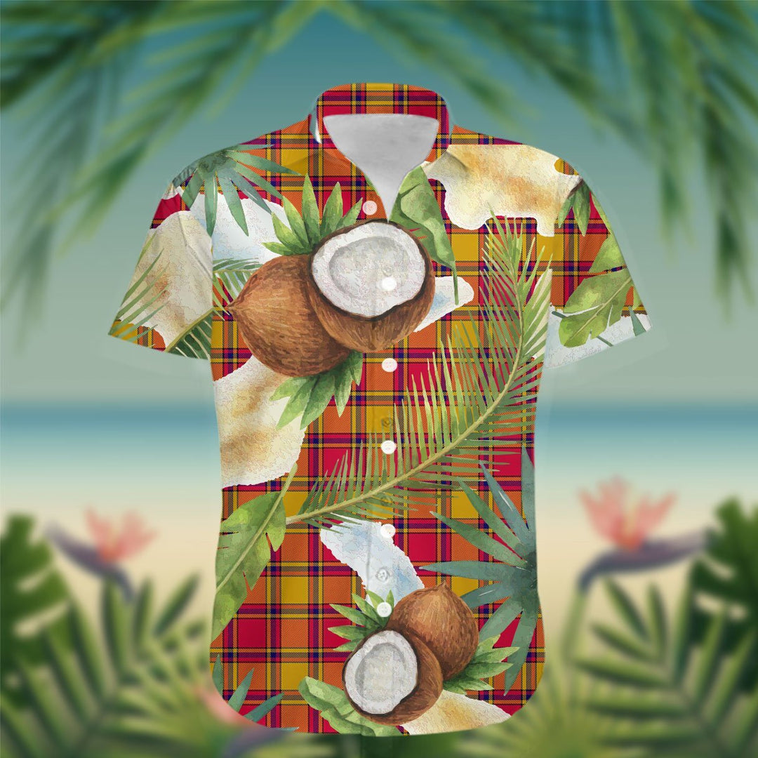 Scrymgeour Tartan Hawaiian Shirt Hibiscus, Coconut, Parrot, Pineapple - Tropical Garden Shirt