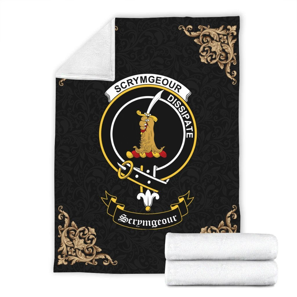 Scrymgeour Crest Tartan Premium Blanket Black