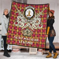 Scrymgeour Tartan Crest Legend Gold Royal Premium Quilt