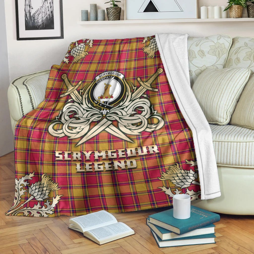 Scrymgeour Tartan Gold Courage Symbol Blanket