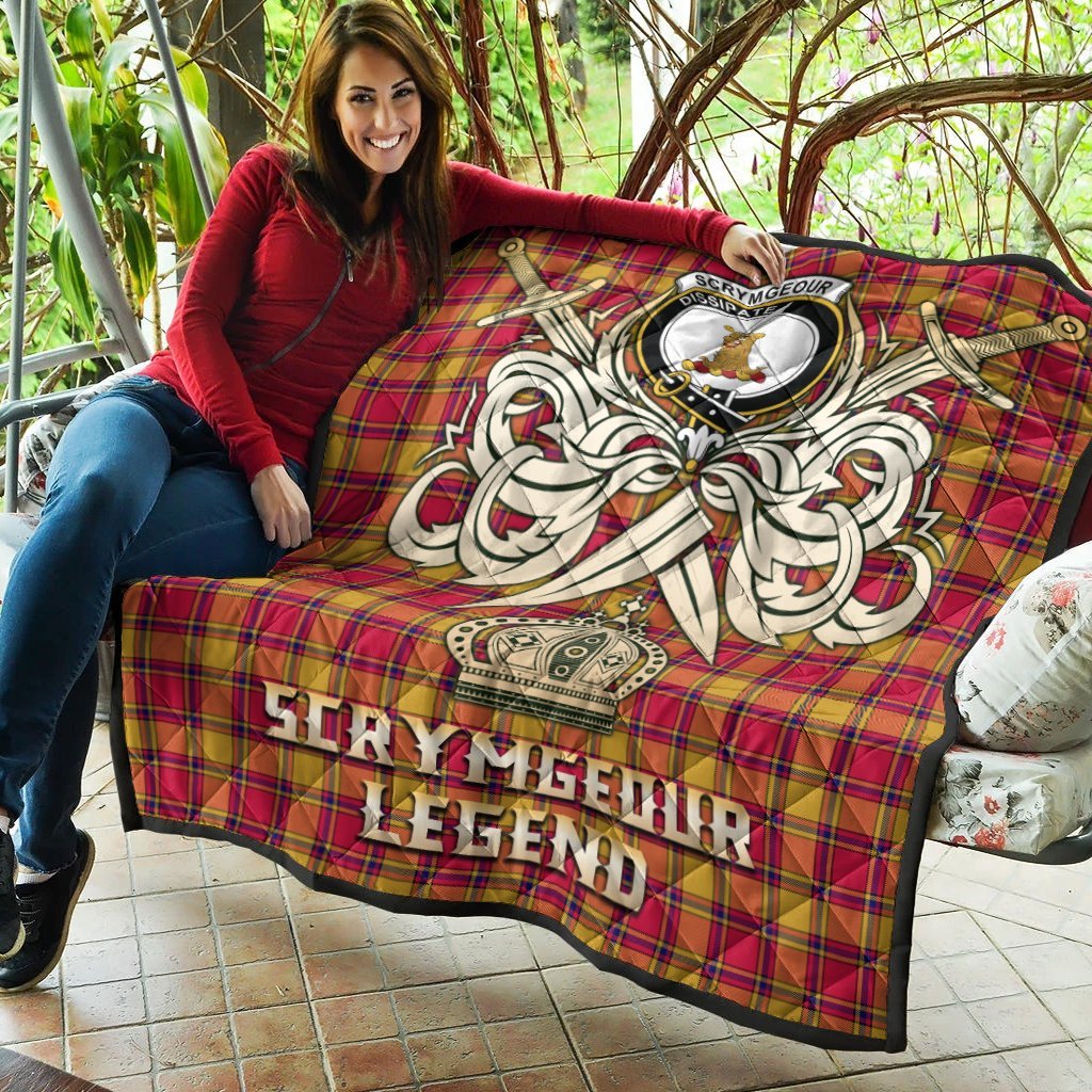 Scrymgeour Tartan Crest Legend Gold Royal Premium Quilt