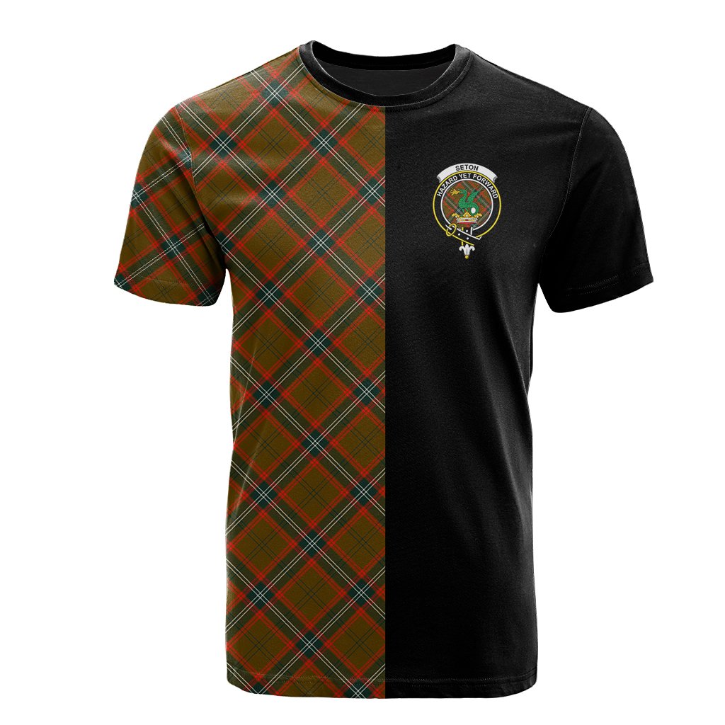 Seton Hunting Modern Tartan T-Shirt Half of Me - Cross Style