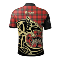 Seton Modern Tartan Polo Shirt Viking Wolf