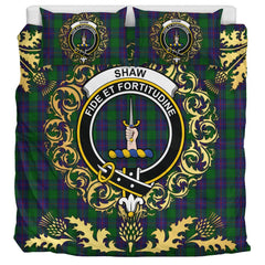 Shaw Tartan Crest Bedding Set - Golden Thistle Style