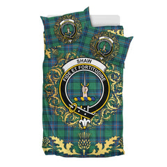 Shaw Ancient Tartan Crest Bedding Set - Golden Thistle Style