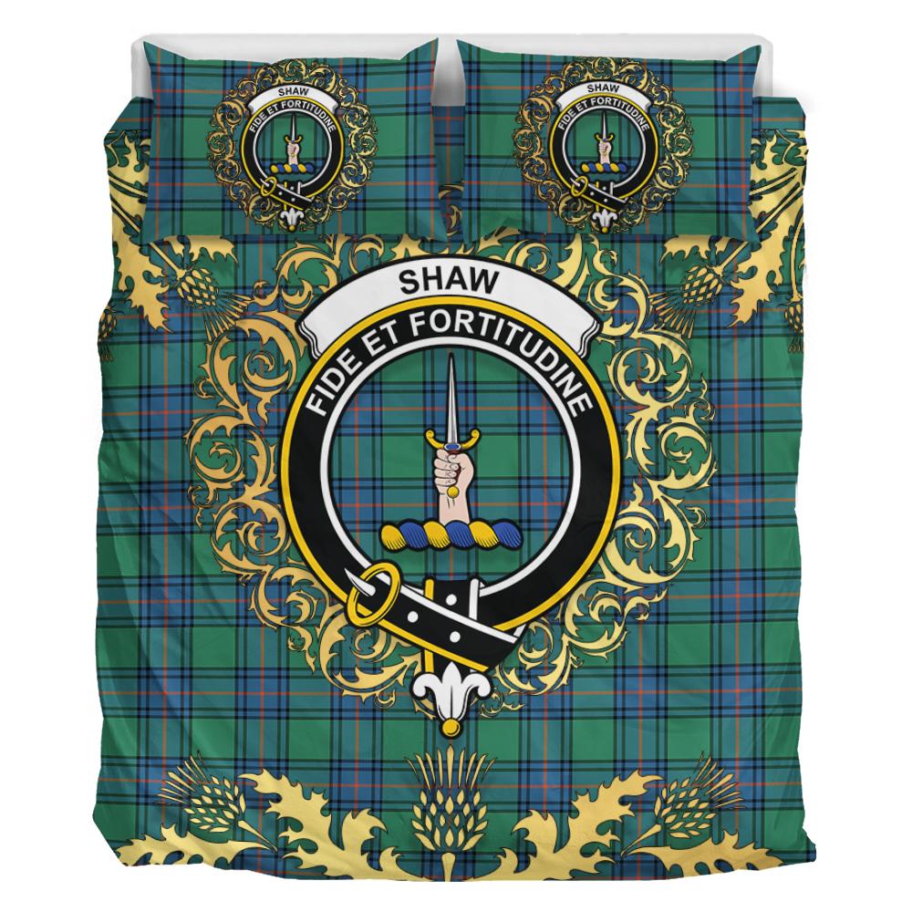 Shaw Ancient Tartan Crest Bedding Set - Golden Thistle Style