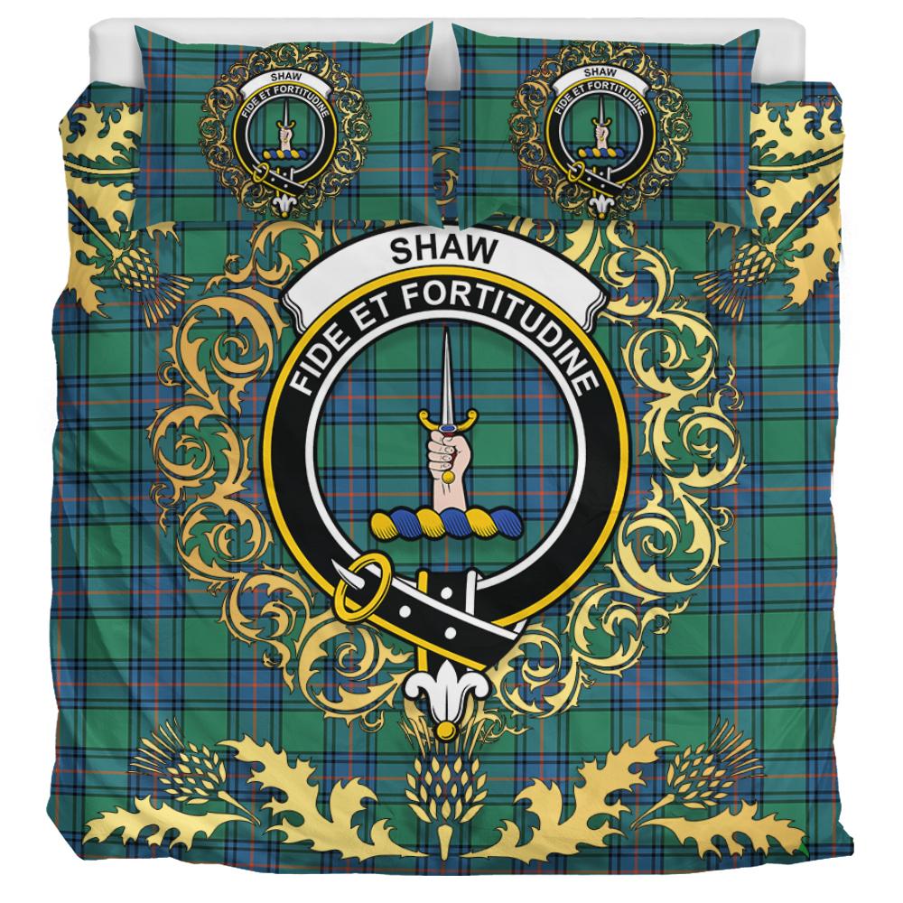 Shaw Ancient Tartan Crest Bedding Set - Golden Thistle Style