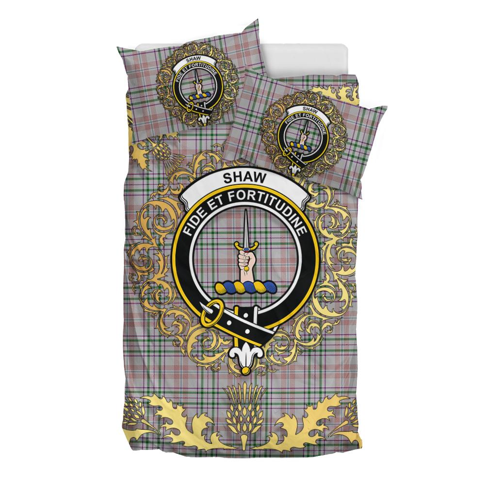 Shaw Dress Tartan Crest Bedding Set - Golden Thistle Style