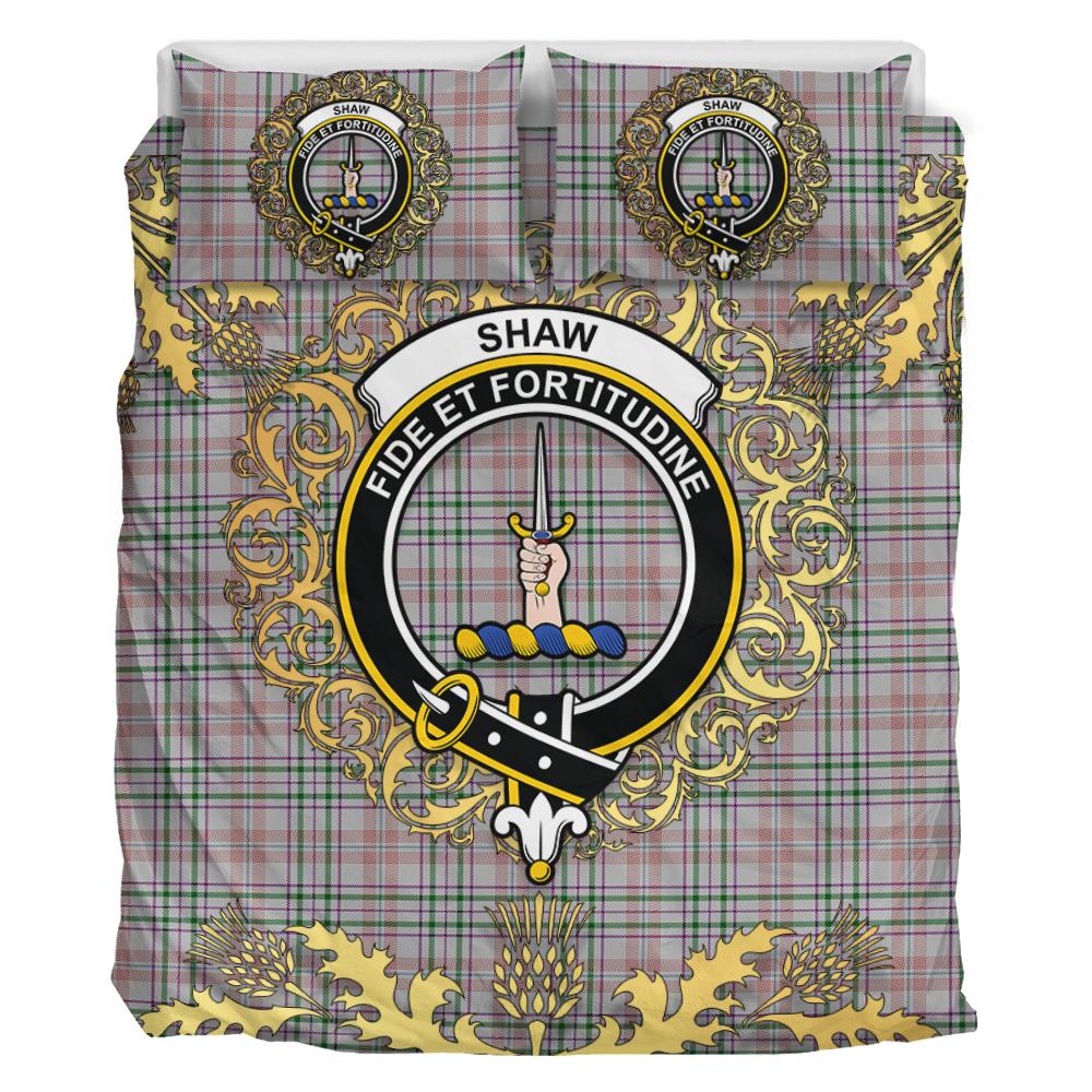 Shaw Dress Tartan Crest Bedding Set - Golden Thistle Style