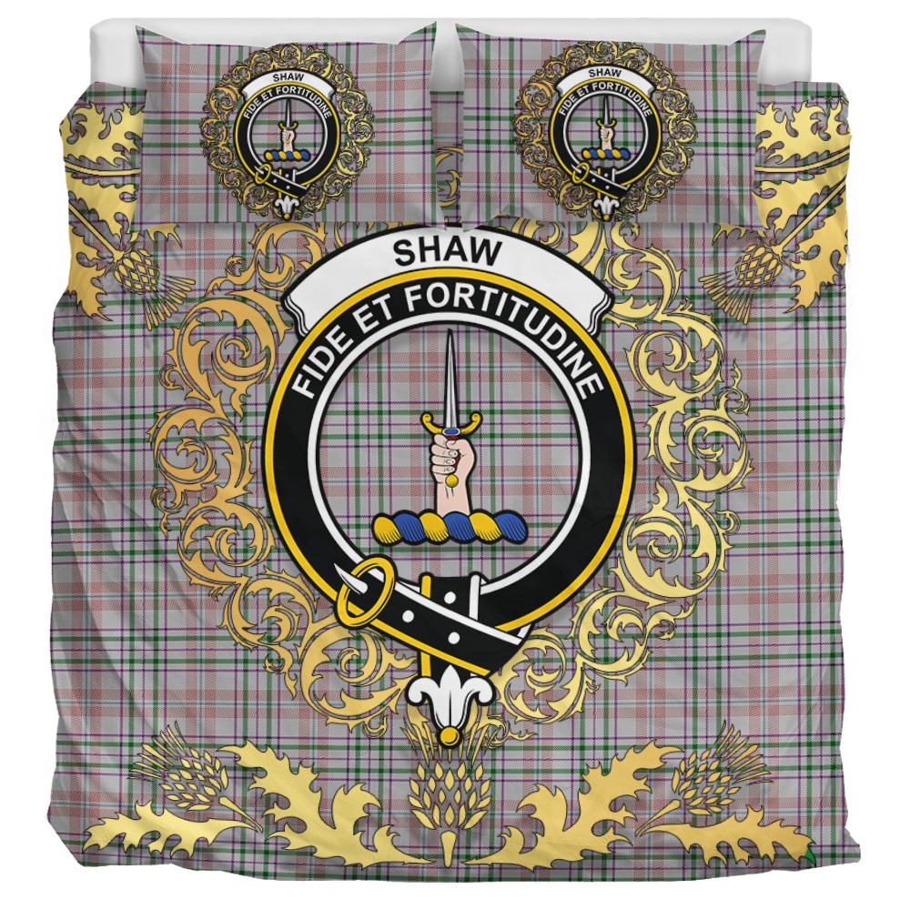 Shaw Dress Tartan Crest Bedding Set - Golden Thistle Style