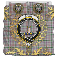 Shaw Dress Tartan Crest Bedding Set - Golden Thistle Style