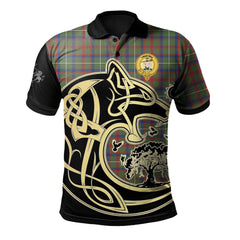 Shaw Green Modern Tartan Polo Shirt Viking Wolf
