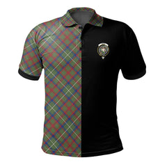 Shaw Green Modern Tartan Polo Shirt Half of Me - Cross Style