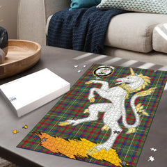 Shaw Green Modern Tartan Crest Unicorn Scotland Jigsaw Puzzles