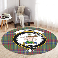 Shaw Green Modern Tartan Crest Round Rug