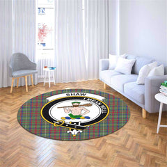 Shaw Green Modern Tartan Crest Round Rug