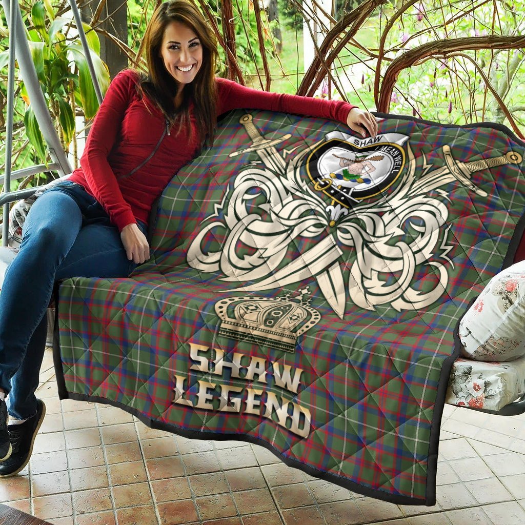 Shaw Green Modern Tartan Crest Legend Gold Royal Premium Quilt