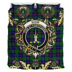 Shaw Modern Tartan Crest Bedding Set - Golden Thistle Style