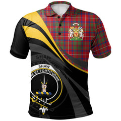 Shaw Red Modern Tartan Polo Shirt - Royal Coat Of Arms Style