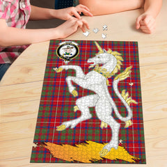 Shaw Red Modern Tartan Crest Unicorn Scotland Jigsaw Puzzles