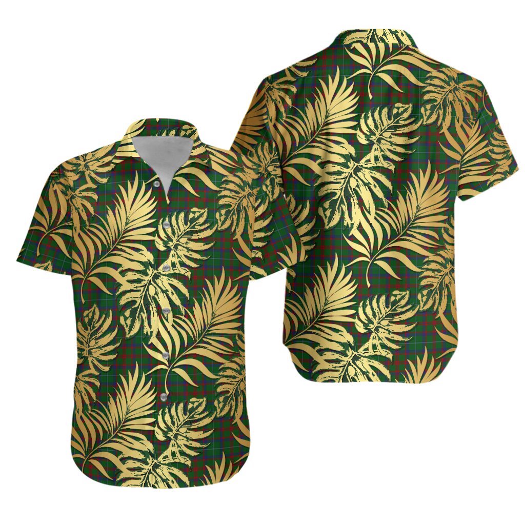 Shaw of Tordarroch Green Hunting Tartan Vintage Leaves Hawaiian Shirt