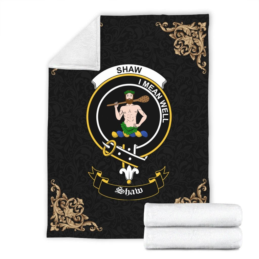 Shaw (of Sauchie) Crest Tartan Premium Blanket Black