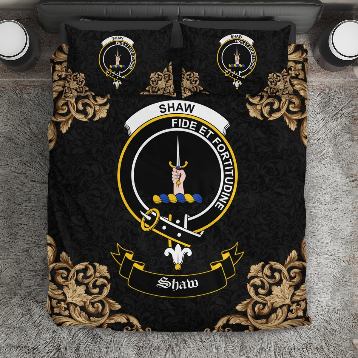 Shaw (of Tordarroch) Crest Black Bedding Set