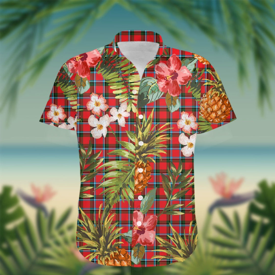 Sinclair Tartan Hawaiian Shirt Hibiscus, Coconut, Parrot, Pineapple - Tropical Garden Shirt