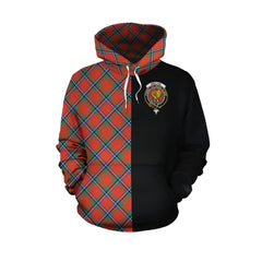 Sinclair Ancient Tartan Hoodie Half of Me - Cross Style