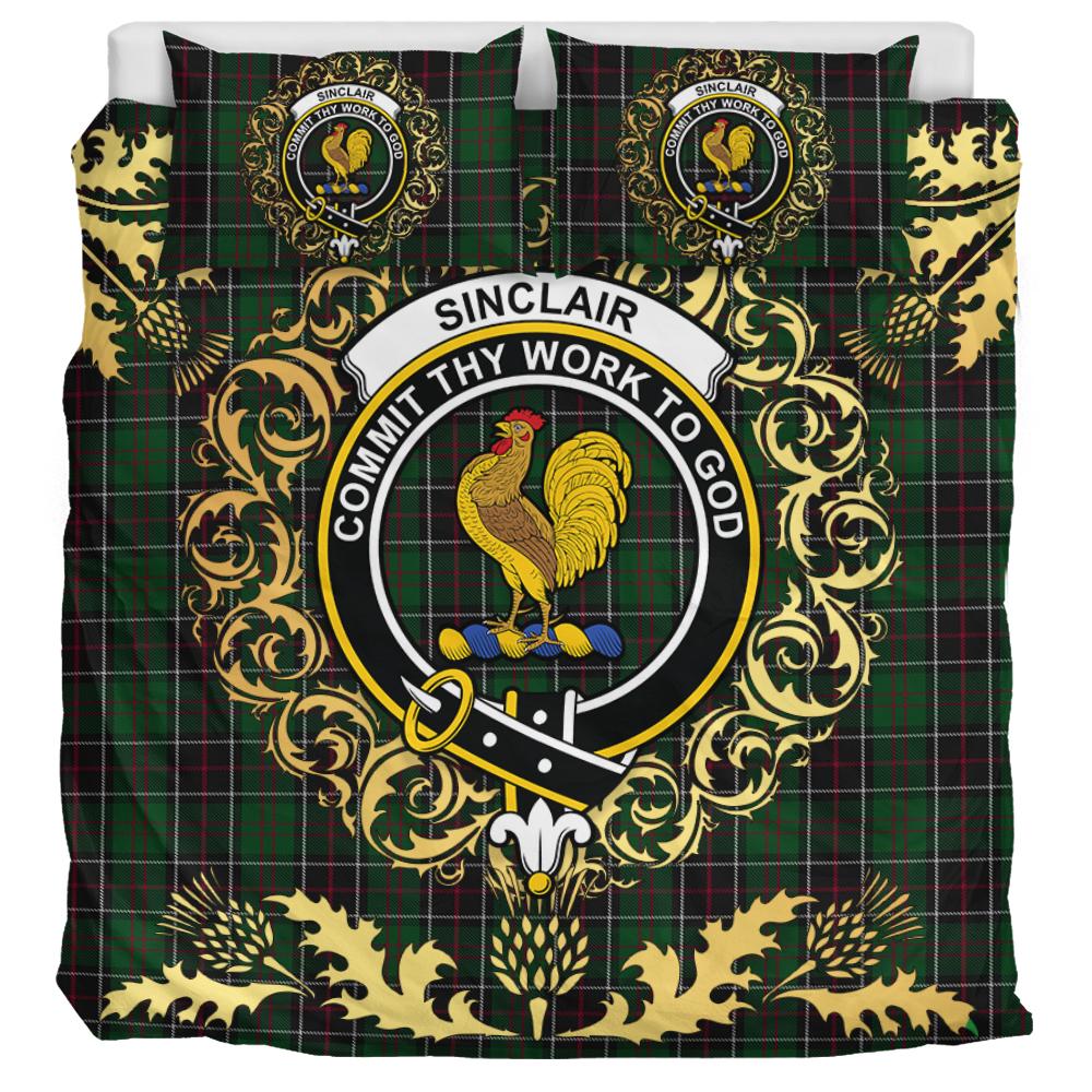 Sinclair Hunting 01 Tartan Crest Bedding Set - Golden Thistle Style