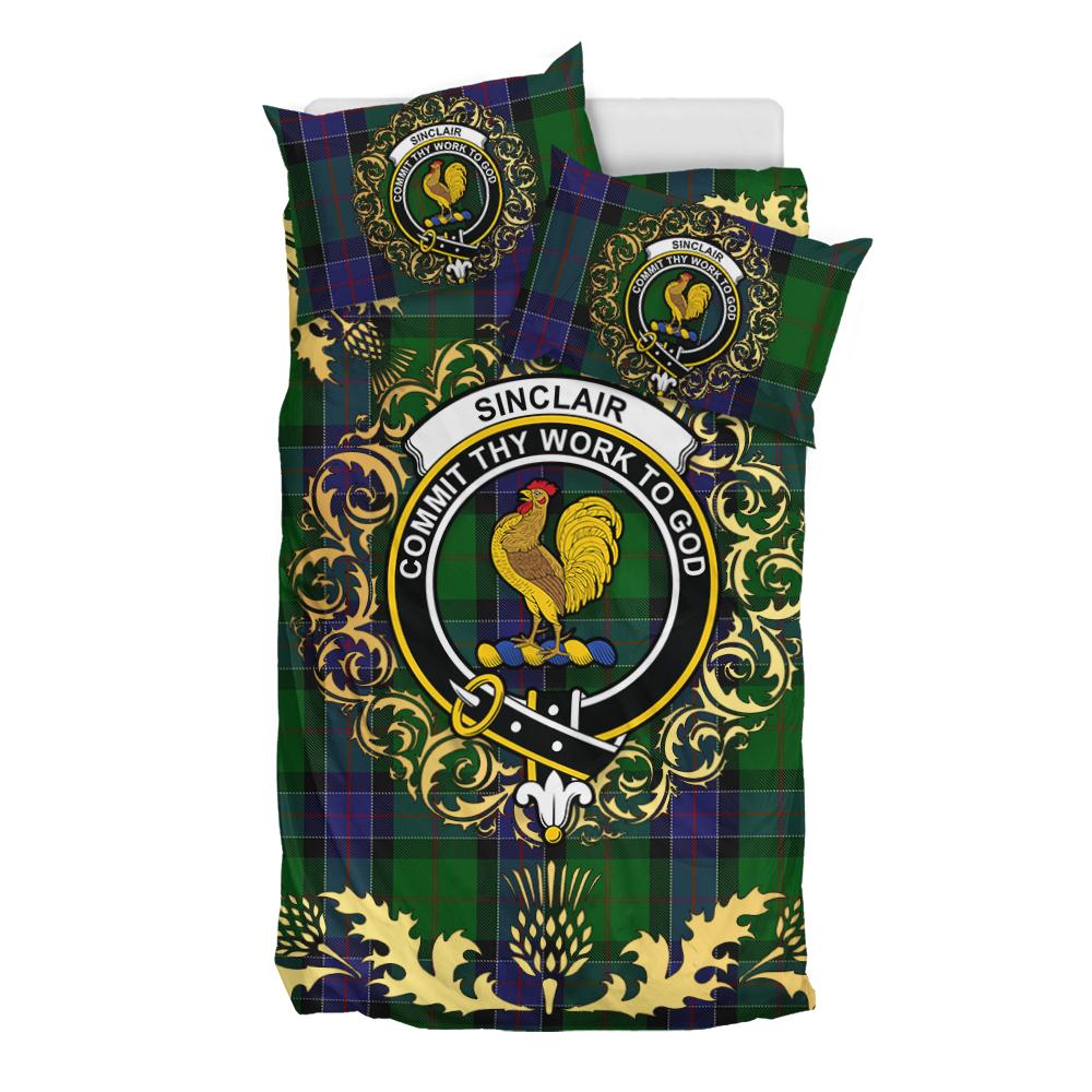 Sinclair Hunting 02 Tartan Crest Bedding Set - Golden Thistle Style
