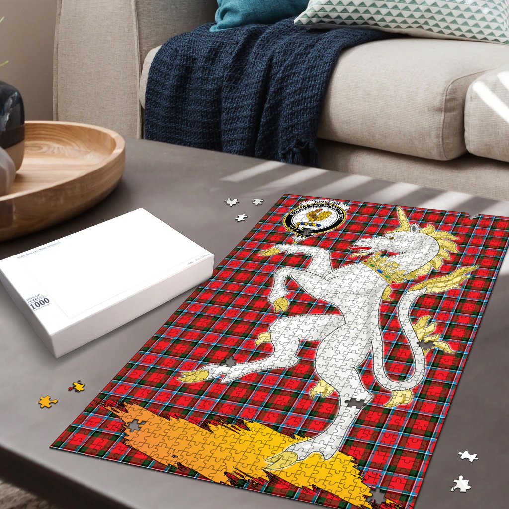Sinclair Modern Tartan Crest Unicorn Scotland Jigsaw Puzzles