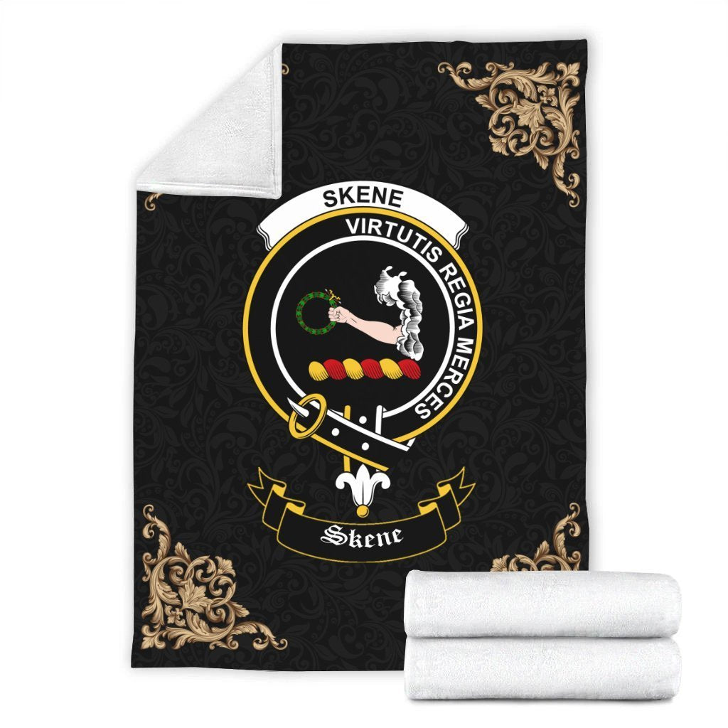 Skene Crest Tartan Premium Blanket Black