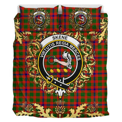 Skene Modern Tartan Crest Bedding Set - Golden Thistle Style