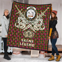 Skene Modern Tartan Crest Legend Gold Royal Premium Quilt