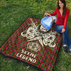 Skene Modern Tartan Crest Legend Gold Royal Premium Quilt