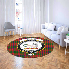 Skene Modern Tartan Crest Round Rug