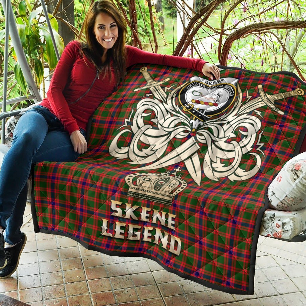 Skene Modern Tartan Crest Legend Gold Royal Premium Quilt