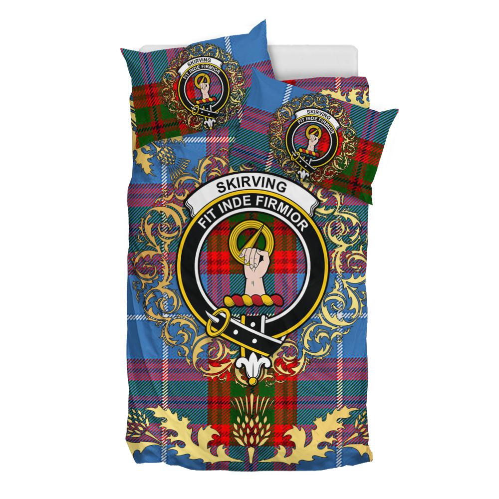 Skirving Tartan Crest Bedding Set - Golden Thistle Style