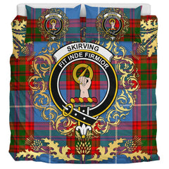 Skirving Tartan Crest Bedding Set - Golden Thistle Style