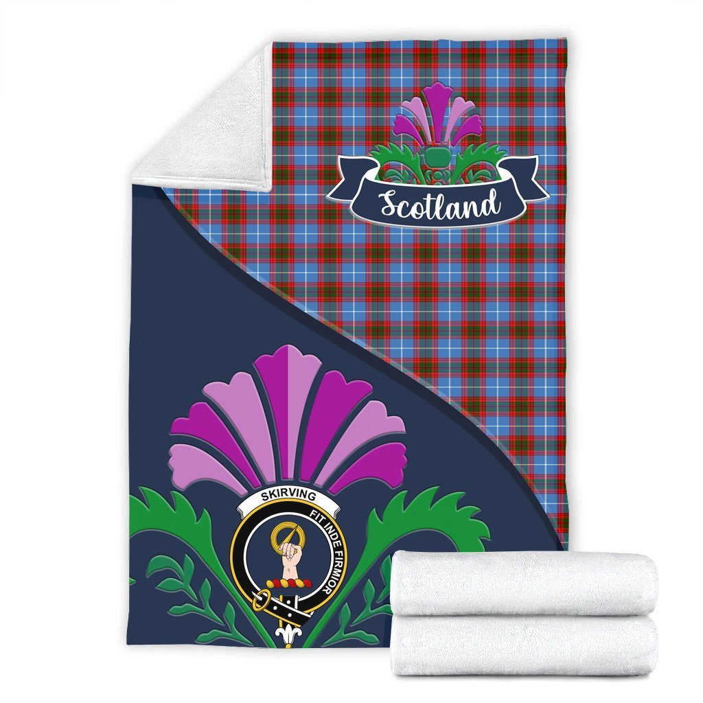 Skirving Tartan Crest Premium Blanket - Thistle Style