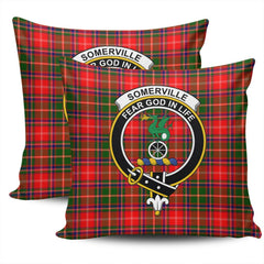 Scottish Somerville Modern Tartan Crest Pillow Cover - Tartan Cushion Cover