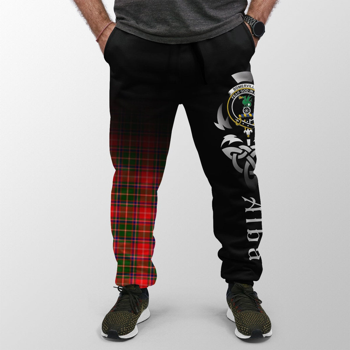 Somerville Modern Tartan Crest Jogger Sweatpants - Alba Celtic Style