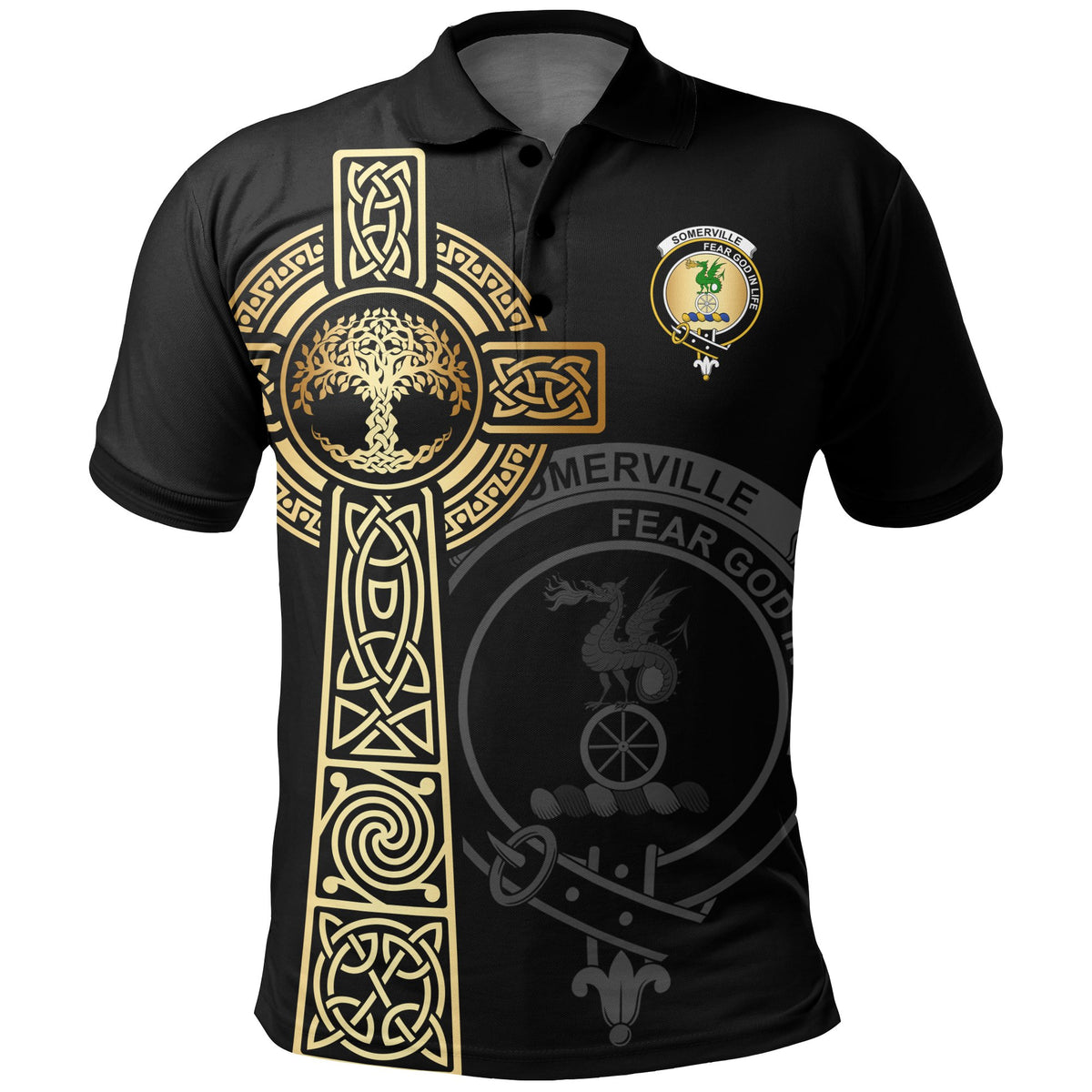 Somerville Clan Unisex Polo Shirt - Celtic Tree Of Life