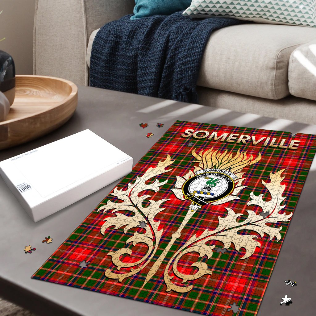 Somerville Modern Tartan Crest Thistle Jigsaw Puzzles