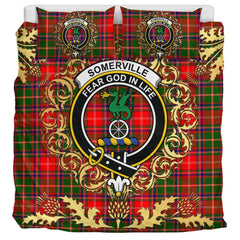 Somerville Modern Tartan Crest Bedding Set - Golden Thistle Style