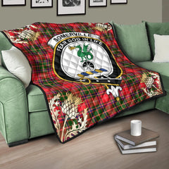 Somerville Modern Tartan Crest Premium Quilt - Gold Thistle Style