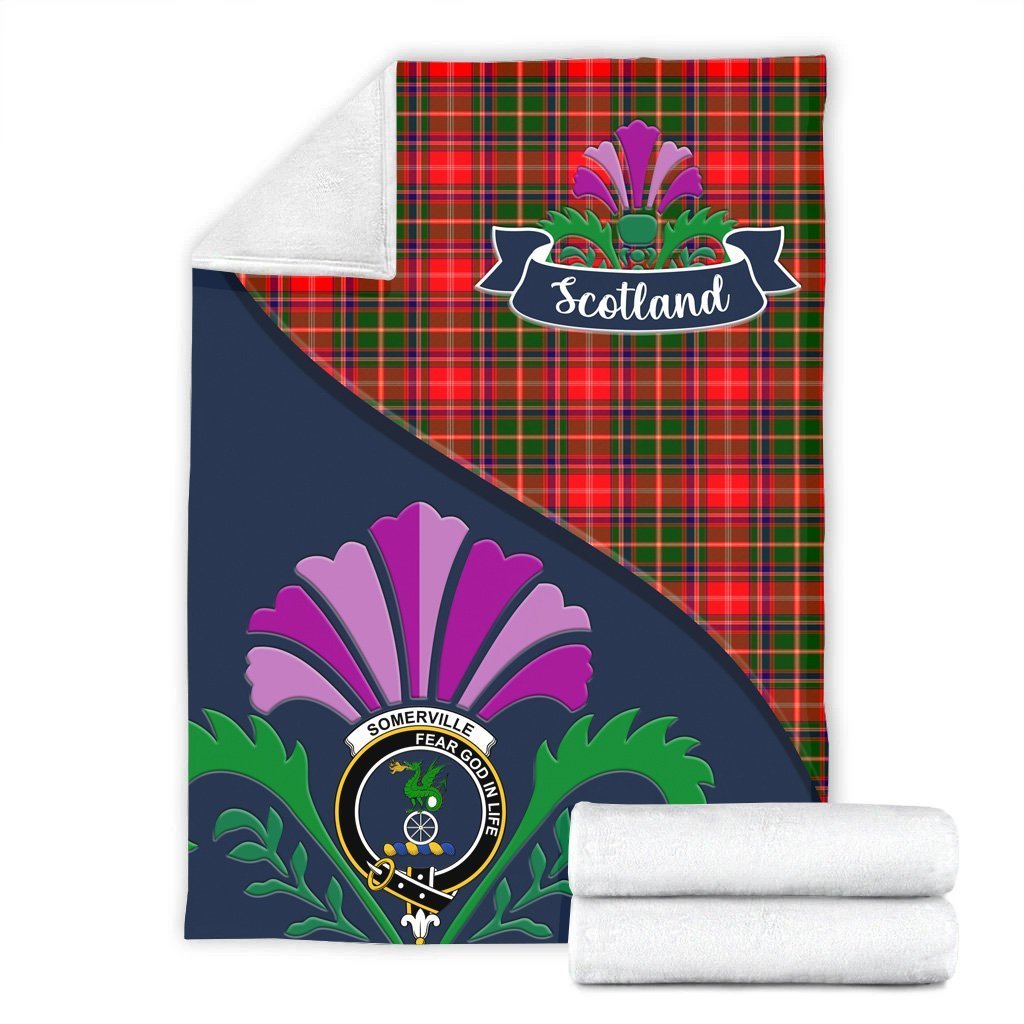 Somerville Tartan Crest Premium Blanket - Thistle Style