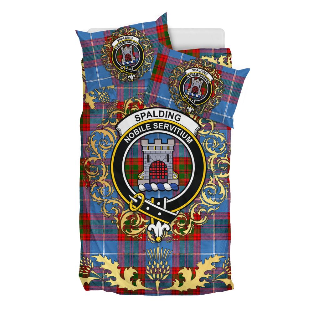 Spalding Tartan Crest Bedding Set - Golden Thistle Style